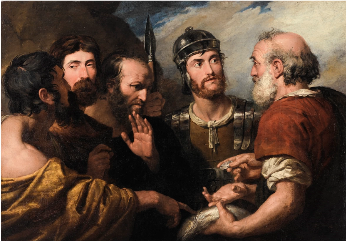 San Pietro rende il tributo l'argento trovato in un pesce